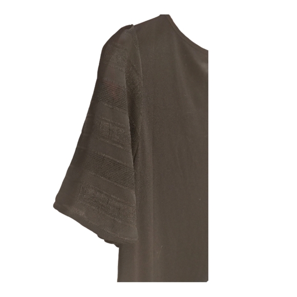 NWT Banana Republic Crepe Top Flutter Sleeve Semi-sheer with Stripes in Black - Picture 11 of 16